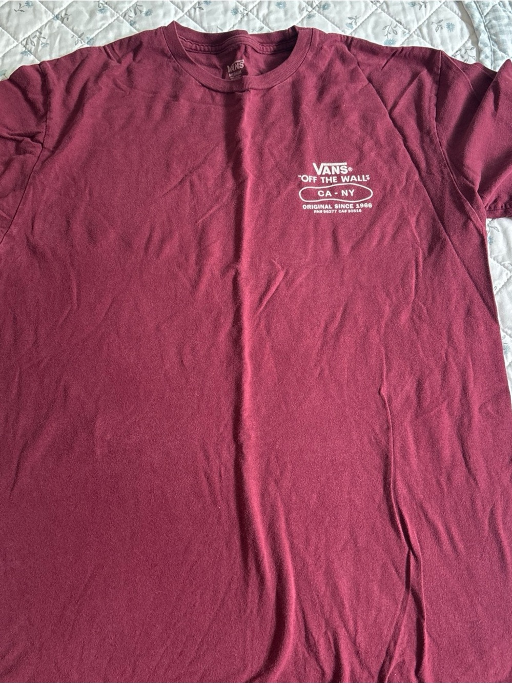 Vans Burgundy Short Sleeve 'Off The Wall' Logo Tee